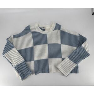 Moon & Madison Checkerboard Knit Sweater Blue White Size M